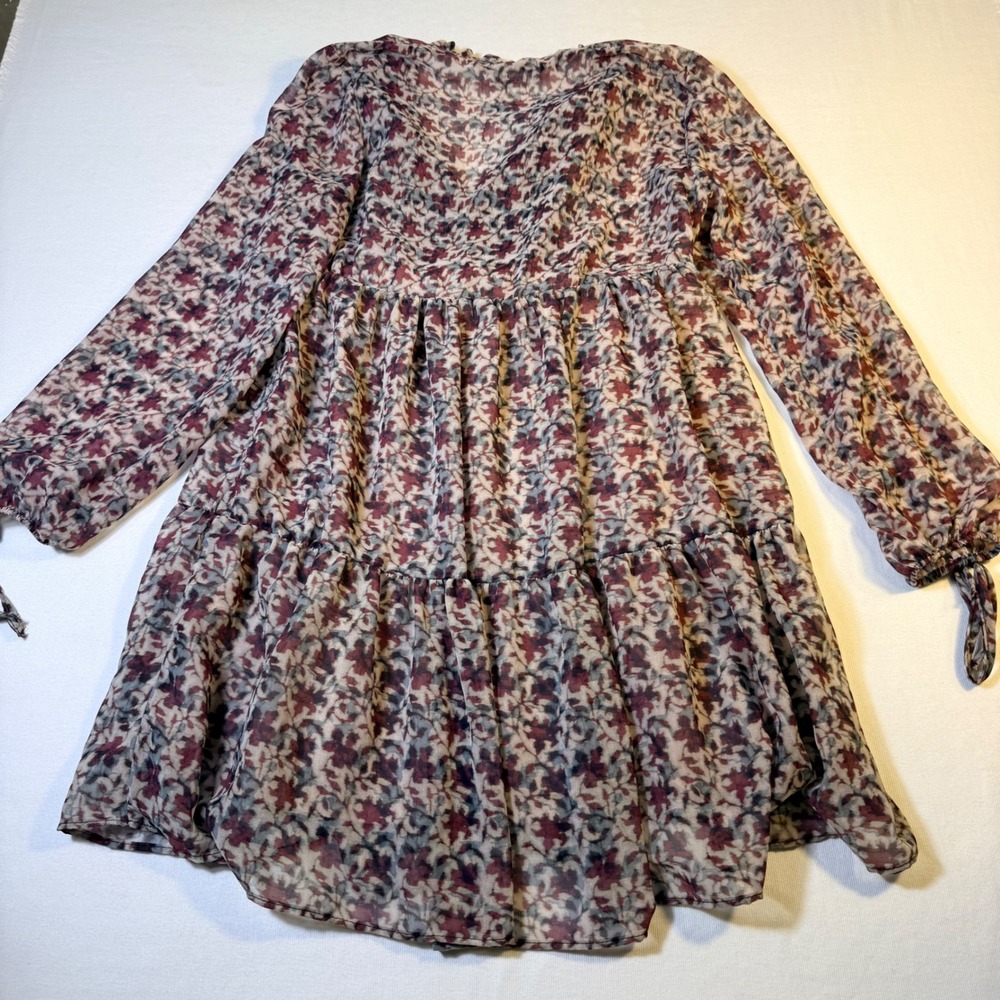 Zara XS Floral Babydoll Mini Dress Boho Cottagecore Smocked Tier  Festival fairy - Picture 16 of 16